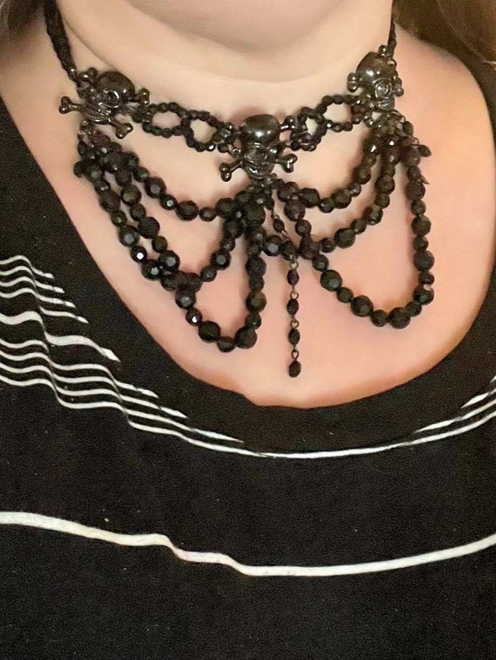 Beaded Skull Statement Necklace